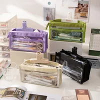 6 Layer Large Capacity Pencil Case, Transparent PVC Stationery Bag Organizer - High Appearance School Supplies, Multifunctional