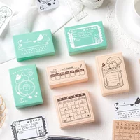 Memo Cat Box Wooden Hand Account Seal Retro Cat Schedule Plan Beech Wood Seal Daily Memo Seal School Date Assorted Stamp
