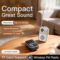 Clip-On Bluetooth Speaker with Radio Portable Wireless Speaker with TF Card 3.5mm Jack Lanyard-Compatible Compact for Outdoor