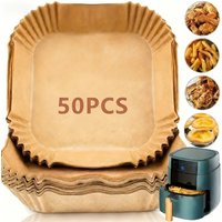 50Pcs Air Fryer Disposable Paper Non-Stick Airfryer Baking Papers Square/Round Air-Fryer Paper Liners Paper Kitchen Accessories