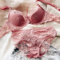 2 Pieces Sexy Lace Push Up Bra Set Women Ultra-thin Cup Bralette Breathable Plus Size Underwear Classic Hollow Bras and Panties