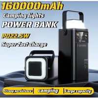 New 160Ah Large Capacity Portable Outdoor Emergency Power Supply Built-in Cable and Camping Light, Suitable for IPhone Samsung