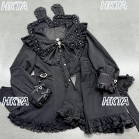 Original Japanese-style Mass-produced Lace Dress Detachable Ears Cute Soft Girl Tweed Long-sleeve Dress Shorts Set Spring Women