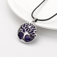 2025 New Tree Of Life Pendent Necklace Lapis Lazuli Howlite Obsidian Stone Rope Necklace Classic Simple Jewelry Gift