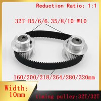 GT2 Timing Pulley With 32 Teeth and 32 Teeth Reduction 1:1 Belt Width 10mm Inner Hole 5-10mm Synchronous Gear 3D Printer