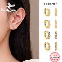 Trustdavis Real 925 Silver Fashion and Luxury Colored Star Zircon Earrings for Women Daily Wear Fine Jewelry Gift DS4791