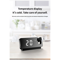 Multifunctional 180° Rotating Projection Creative Alarm Clock LED Silent Colour Screen Bedroom Ceiling Projection Gift