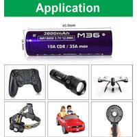 Original Vapcell M36 18650 Battery 3600mAh Capacity 10A Max 35A 3.7V Lithium Battery Rechargable Battery Flashlight Batteries