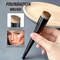 1 Foundation Brush Flat Top Brush, Contour Brush, Angled Blush Brush, Professional Makeup Brush for Blending Liquids, Creams, An