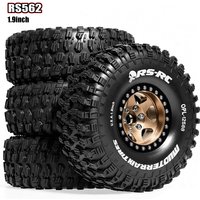 4 PCS1.9 Beadlock Wheels and Tires for 1/10 Crawler Traxxas TRX4 Axial SCX10 II III Redcat Gen8 Gen7 12mm Hex