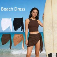 Sexy Solid Color Women Beach Skirt Short Strap Design Bikini Skirt Sheer Swimsuit Coverups Summer Vacation