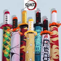 Demon Slayer Kokushibo Katana Umbrella 3-folding Kimetsu No Yaiba Tanjirou Anime Sword Umbrella Portable Windproof Rain Gear