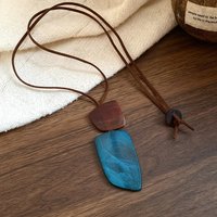 Vintage Irregular Smuding Acrylic Pendant Necklaces for Women Man Minimalist Long Rope Neck Resin Chain Trendy Charms Accessory