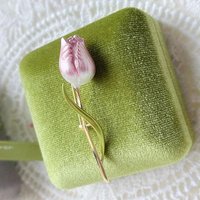 Elegant Women Men Pink Tulip Brooch Badges Classic Lady Clothing Coat Flower Pin Plant Floral Series Corsage for Banquet Party
