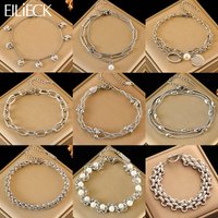 EILIECK 316L Stainless Steel Silver Color Chain Thick Bangle Bracelet Waterproof Jewelry Statement Metal Wrist Chain Girls Gift
