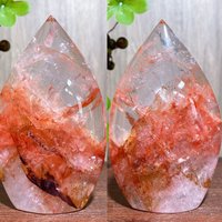1PC Natural Rainbow Fire Quartz Golden Healer Free Form Flame Stone Healing Crystal Reiki Energy Home Decor Ornaments Gifts