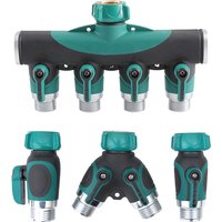 1-2-4 Way Heavy Duty Garden Hose Splitter Faucet Splitter, Outdoor Faucet Splitter Adapter for Water Hose, Water Spigot Splitter