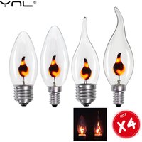 4pcs Edison Led Candle Light Bulb E14 E27 LED Flicker Flame Effect Bulb 3W AC220V Home For Decor Lighting Ampoule Candle Bulb