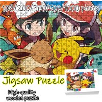 Pokemon Pikachu Charizard Wooden Jigsaw Puzzle 108/200/300/500/1000 Pcs, Stress Relief Gift for Adult Fans,High quality