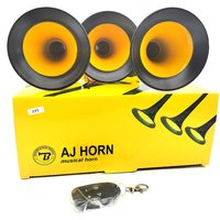 125DB LED Air Horn 24V/12V 15-Tone 3-Tube for Truck Train Trailer Loud Electric Horn with Solenoid Valve And Loud Speaker Siren
