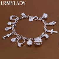 hot sale valentine gift charm 925 sterling silver Jewelry fashion Bracelets cute women lady wedding charms