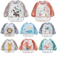Baby long sleeve scarf waterproof toddler art smock feeding bib apron pocket baby burp cloth banana bib suitable for 1-3 years