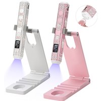 Cute Bunny UV LED Nail Lamp, Hands-Free Gel Nail Dryer with Stand & Magnet, 3 Timer Settings, Foldable Portable Cat Eye Light