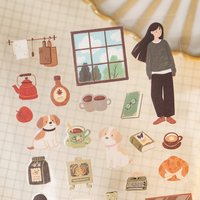 2sheets Creative Character Life Small Pattern PET Stickers DIY Diary Phone Case Scrapbook Aesthetics Stationery Stickers