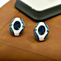New Vintage Retro Enamel Drip Oil Crystal Stud Earrings Colorful Geometric Metal Irregular Stud Earrings for Women Girls Jewelry