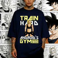 Android 18 Train Hard Gym Dragon Ball Anime T-shirt Streetwear Oversized Tops Casual Short Sleeve for Adult and Kids Sizes