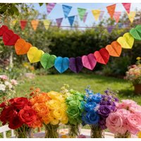 3M Rainbow Colorful Party Decorations Heart Garland Streamers Banner Birthday Pride Day Shower Wedding Red Orange Yellow Green B