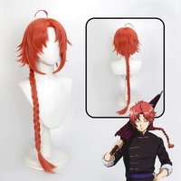 Cosplay Wig Gintama Anime Wig Kamui Long Braided Ponytail Wig Daules Ginger Game Role-Playing Synthetic Wig Middle Part