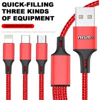 1Pcs Car Electronics 3 in 1 Type C Lightning Micro USB Car Fast Charging Cable for Nisom Nissan Tiida Teana Skyline Juke X-trail