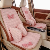 NEW Cute Car Seat Cover Women Universal Breathable Puff Fabric Bowknot/Flower Pink Interior Protector Auto Accessories Pillow