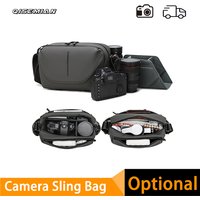 QISEMIAN Men's Crossbody Camera Bag Portable One Shoulder Micro-Single Storage Outdoor Digital SLR Camera Pouch