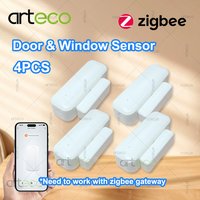 4Pcs Zigbee Door Window Sensor Smart Home Security Burglar Wireless Window Open Closed Detector Works With Gateway Zigbee2MQTT