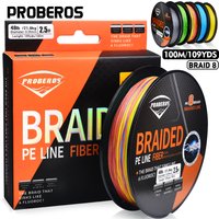 PROBEROS Super Strong 8 Strands Braided Fishing Line -100m/109YDS Multifilament PEAnti-abrasion Braided Line, Available in 22-10