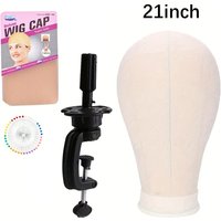 21-24 Inch Canvas Wig Head Stand Mannequin for Hairstyling Display And Wig Support Holder
