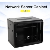 9U 6409S Wandmontierter Netzwerkschrank Server-Rack Bodenstehend Abschließbare Glastür Belastbar bis 60kg für Server und IT-Geräte Home Office