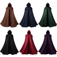 Medieval Black Hooded Cloak Adult Unisex Brown Cloak Halloween Vampire Witch Cosplay Costume Green Red Robe Cape Costume