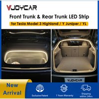 VJOYCAR Nowy Model Y Juniper YL New 3 Highland Wodoodporny LED-owy pasek świetlny do przedniego i tylnego bagażnika, oświetlenie ambientowe, Plug & Play