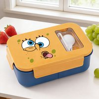 SpongeBobs Bento Box with Spoon New Kids Picnic Cute Expression Lunchbox Student School Food Storage Containers Children Gift