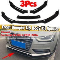 Schwarzer 3-teiliger Frontstoßstangen-Splitter-Diffusor-Spoiler-Schutz-Deflektor für Audi A4 B8.5 2013 2014 2015 2016