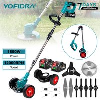 YOFIDRA Kabelloser Elektrischer Rasenmäher Rasentrimmer Faltbar Einstellbar 100-135cm Garten-Unkrautentferner Schneidwerkzeug für Makita 21V Akku