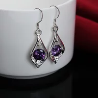 Gorgeous Design Noble Elegant High Quality Fashion 925 Sterling Silver Crystal Zircon Earring Jewelry For Women Lady E207