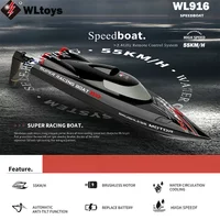 WLtoys WL916 High Speed RC Boat 2.4Ghz 55KM/H Brushless Motor Racing Boat with Night 3S 11.1V 1800mAh Li-Batteries Included Gift