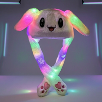 Rabbit Hat Plush Glowing Moving Ears Airbag Cap Bunny Paw Press Earflap Cosplay Party Halloween Prop