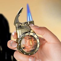 Rocker Lighter Windproof Spray Double Flame Transparent Window Lighter Smoking Accessories Men's Gift Novelty and Uniqueness