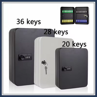 Combination Key Cabinet 20 Key Hook Locking Key Organizer Case with Key/Code Lock Storage Lock Box Wall Mounted Key Security Box