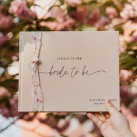 Custom Letters to the Bride To Be Book Personalized Bridal Shower Guest Book Linen Cover Bride To Be Memory Keepsake